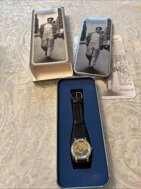 James Dean 50th AnniversaryBlack Leather Strap Men’s Watch with Silver-Tone Case